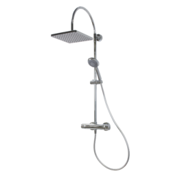 Breuer Duschsystem 'Aquamaxx 200' chromfarben mit Thermostat, eckige Kopfbrause