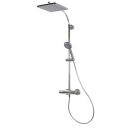Breuer Duschsystem 'Aquamaxx 320' chromfarben mit Thermostat, eckige Kopfbrause