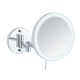 Wenko LED-Wandspiegel 'Power-Loc Aura' chromfarben 5-fach Vergrößerung