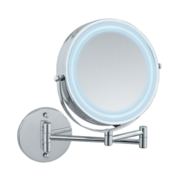 Wenko LED-Wanspiegel 'Power-Loc Lumi' chromfarben 5-fach Vergrößerung