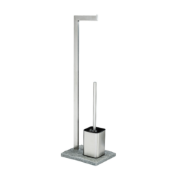 Wenko Stand WC-Garnitur 'Granit' 2-in-1 edelstahlfarben/grau
