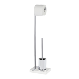 Wenko Stand WC-Garnitur 'Noble' 2-in-1 chromfarben/weiß