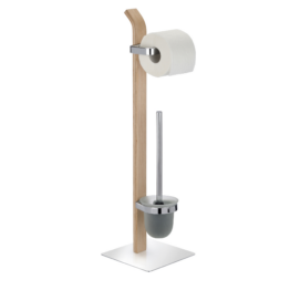 Wenko Stand WC-Garnitur 'Samona' 2-in-1 holzfarben mit Glaseinsatz