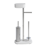 Wenko Stand WC-Garnitur 'Rivazza' 5-in-1 edelstahlfarben/weiß mit Ablage